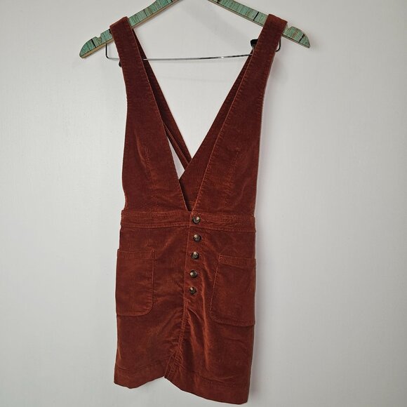 Free People Old School Love Overall Corduroy Dress in Copper GB658379, Sz XS - Picture 3 of 8